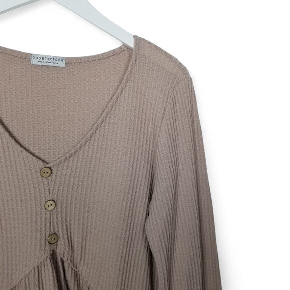 Anthropologie PAPER CRANE Waffle Knit Boho V-Neck Peplum Top #T41788A - Medium - Picture 2 of 7